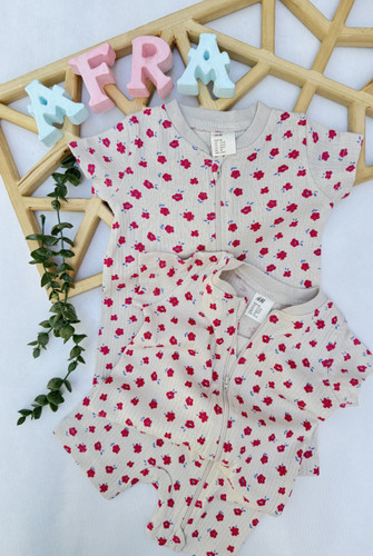 رامپر بچه گانه وارداتی برند H&M طرح گل کبریتی کد ۴۲۵۹