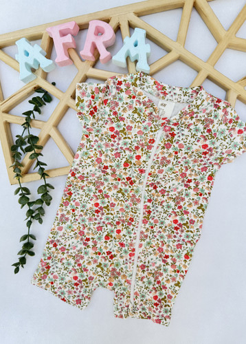 رامپر بچه گانه وارداتی برند H&M طرح گل رنگی کد ۴۲۶۲