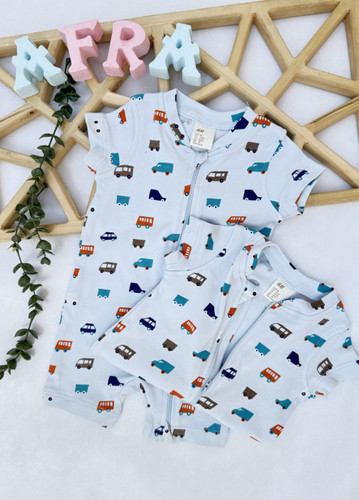 رامپر بچه گانه وارداتی برند H&M طرح ماشین کد ۴۲۶۵